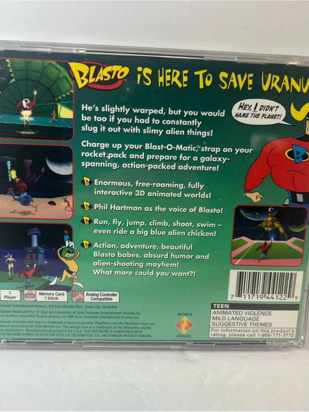 Blasto (Sony PlayStation 1, 1998) PS1 W/ Manual Case Damaged